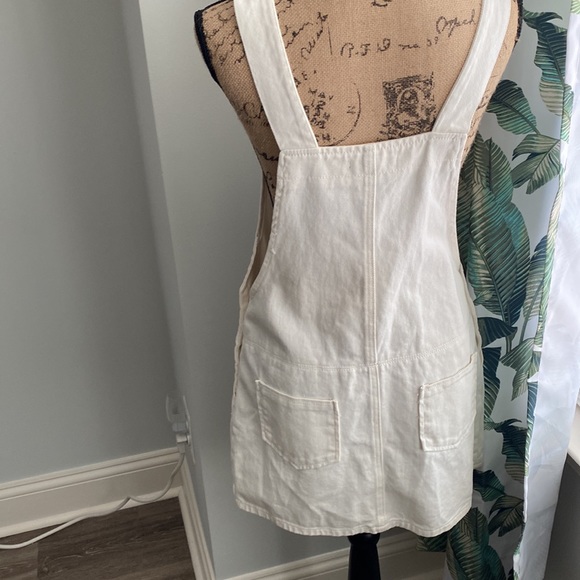 UNIQUE! White Jean Jumper/Overall Dress with Cat face! Like New condition 😻 - Picture 7 of 9
